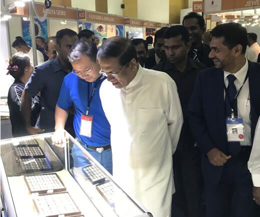 GJI院长欧阳勇军与斯里兰卡总统总理考察第27届斯里兰卡珠宝展